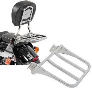 Set: Sissy Bar avec porte bagages compatible avec Harley Davidson Sportster 1200 Custom 04-20 chrome Craftride + Portebagages compatible avec Harley Davidson Sportster, Dyna, Softail chrome Craftride