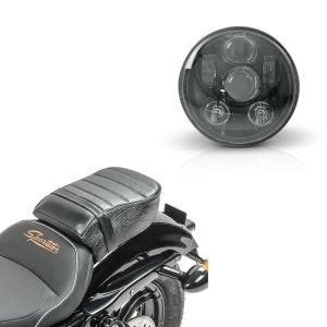 Set: Sozius Sitz für Harley Sportster Forty-Eight 48/ 883 Iron + LED Scheinwerfer 5,75 Zoll für Harley Hauptscheinwerfer schwarz_1