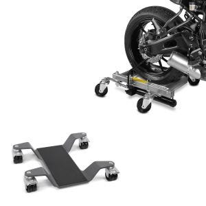 Set: Chariot de Déplacement Heavy Duty argent + Chariot Range pour béquille centrale Mover II, max. 400 kg, gris