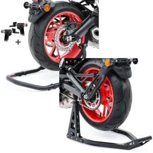 Set: Hinterrad Montageständer Falcone mit L und V Aufnahme + Montageständer Hinterrad Superlight Racing schwarz_1