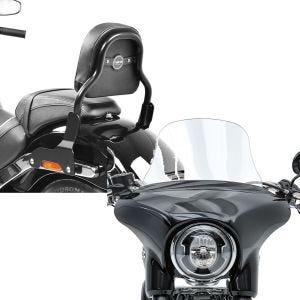 Set: Sissy Bar CSS Fix passend für Harley Davidson Sport Glide 18-24 schwarz Craftride + Windschild passend für Harley Davidson Sport Glide 18-24 Craftride L Windschutzscheibe klar