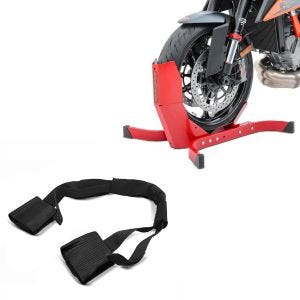 Set: Bloque Roue Easy-Plus Bequille Avant à 21 Pouces rouge + Moto Sangle d'arrimage du guidon