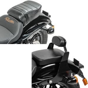 Set: Sozius Sitz für Harley Sportster Forty-Eight 48/ 883 Iron + Sissybar Short Harley Sportster 04-20 Fast Driver-XS schwarz_1