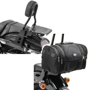 Set: Sissybar Harley Dyna Fat Bob 10-17 Fast Driver-M inkl. Gepäckträger + Hecktasche für Harley Dyna Fat Bob Gepäckrolle RB1 24-30Ltr_1