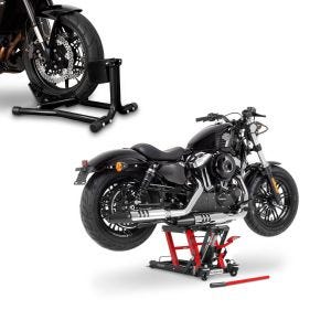 Set: Hebebühne Mid-Lift L Motorradheber für Harley und Chopper bis 680 k + Motorradwippe Easy Classic Motorradständer 16-19 Zoll schwarz_1