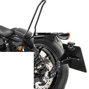 Set: Sissy bar compatible avec Harley Davidson Sportster 1200 Iron 18-20 Craftride Tampa + Support de plaque latérale compatible avec Harley Davidson Sportster 1200 Iron 18-20 Craftride noir