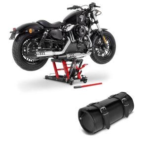 Set: Hebebühne Mid-Lift L Motorradheber für Harley und Chopper bis 680 k + Werkzeugrolle Kansas 3Ltr Custom Werkzeugtasche in schwarz_1
