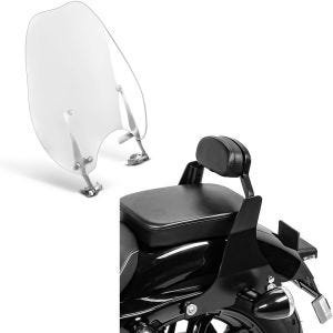 Set: Windschild Abnehmbar für Harley- Sportster 883 Iron 09-20 + Sissybar Short Harley Sportster 04-20 Fast Driver-XS schwarz_1