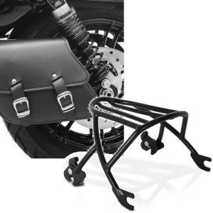 Set: Sacoche bras oscillant + support compatible avec Harley Davidson Sportster Forty-Eight 48 10-20 Craftride + Porte-bagages Solo compatible avec Harley Davidson Sportster 04-20 noir Craftride