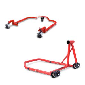 Set: Einarm Montageständer Single Classic hinten links ohne Pin rot + Rangierhilfe Unterbau passend für Single-Classic Montageständer rot