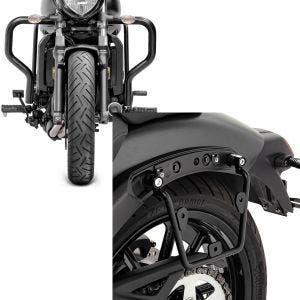 Set: Sturzbügel passend für Kawasaki Vulcan S / Cafe 15-24 Motor Schutzbügel + Satteltaschenhalter passend für Kawasaki Vulcan S / Café 15-24 links