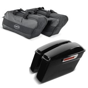 Set: Seitenkoffer für Harley Touring Modelle 2014- 2021 schwarz + Seitenkoffer Innentasche für Harley-Davidson Touring 94-21_1