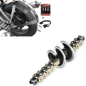 Set: Hinterrad und Lenker Zurrgurt mit 4x Ratschen-Spanngurten Set + Kettenbürste 360_1