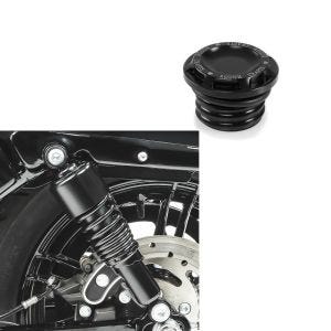 Set: Stoßdämpfer 10,5 Zoll Harley Sportster 04-20 Federbeine schwarz + Tankdeckel CNC1 Harley Modelle ab 1992 in schwarz_1