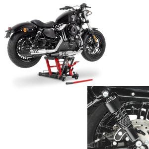 Set: Hebebühne Mid-Lift L Motorradheber für Harley und Chopper bis 680 k + Stoßdämpfer 10,5 Zoll Harley Sportster 04-20 Federbeine schwarz_1
