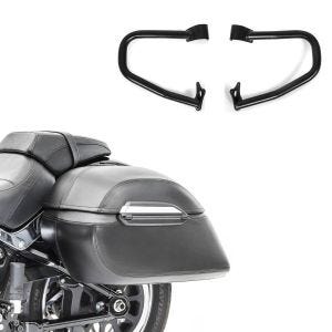 Set: Valise latérale Set compatible avec Indian Scout/Bobber/Sixty K3 33Ltr en noir + Pare carter compatible avec Indian Scout/Sixty 15-23 noir