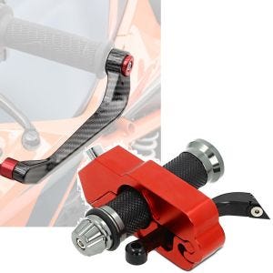 Set: Protections de levier frein et embrayage Aluminium X6 rouge + Serrure de sécurité de levier de frein/antivol PT22 rouge