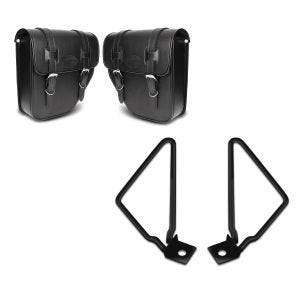 Set: Satteltaschen Texas je 10Ltr Paar rechts und links in schwarz + Satteltaschenhalter Universal schwarz_1