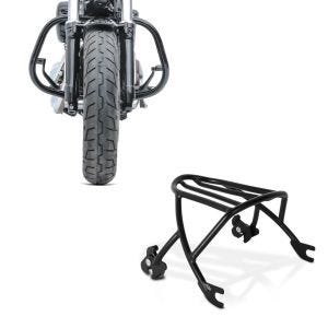 Set: Gepäckträger Solo Rack Abnehmbar für Harley Sportster 04-20 schwarz + Sturzbügel für Harley Davidson Sportster 04-20 HS5 schwarz_1