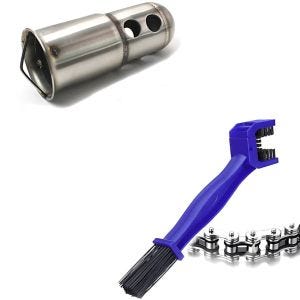 Set: DB-Killer für Auspuffe mit 51mm Krümmeranschluss + Reinigungsbürste Motorradkette blau_1