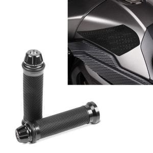 Set: Pages Tankpad Motea Grip L noir + Poignée Guidon Moto 2X 22mm titane