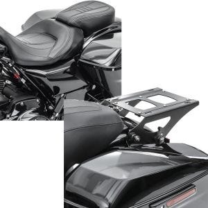 Set: Sitzbank für Harley Touring 09-21 Komfortsitzbank CV schwarz + Gepäckträger TP Abnehmbar für Harley Touring Modelle 14-21 schwarz_1