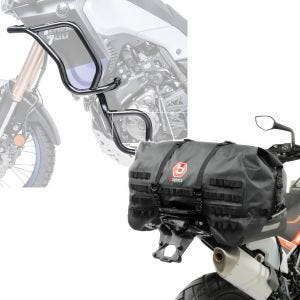 Set: Pare carter Set compatible avec Yamaha Tenere 700 19-24 haut et bas crashbar + Moto Sacoche de Selle arrière SX70 70Ltr etanche en noir