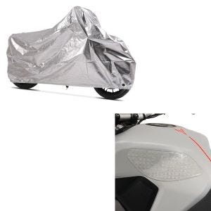 Set: Seiten-Tankpad Grip Pad M klar Kniepad transparent klar + Abdeckplane Aluminium Alu XL Faltgarage wasserdicht_1