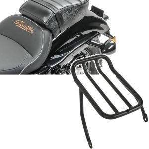 Set: Selle passager avec rembourrage compatible avec Harley Davidson Sportster Forty-Eight 48 / 883 Iron Craftride + Porte-bagages compatible avec Harley Davidson Sportster 2007-2020 noir Craftride