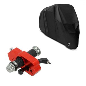 Set: Abdeckplane XXXL Abdeckhaube in schwarz + Bremshebelschloss / Diebstahlsicherung PT22 rot