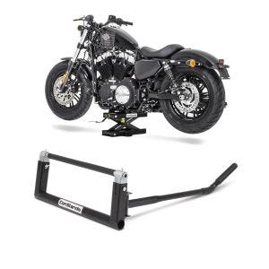 Set: Moto Pont elevateur ciseaux Mini-Lift Cric 500kg en noir + Béquille d'atelier Custom Custom noir