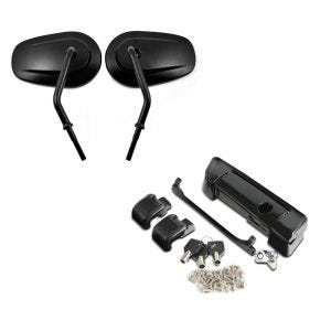 Set: Scharniere und Verschluss für Harley- Tour Pak Topcase 14-21 schwarz + Spiegel CS22 für Harley-Davidson Modelle schwarz_1