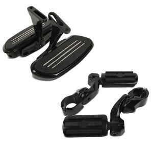 Set: Sozius Trittbretter Harley Touring 93-21 CF2 mit Halter schwarz + Sturzbügel Fussrasten für 32mm CF1 schwarz_1