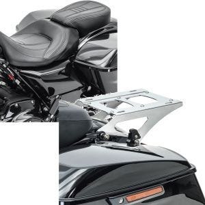 Set: Sitzbank für Harley Touring 09-21 Komfortsitzbank CV schwarz + Gepäckträger TP Abnehmbar für Harley Touring Modelle 14-21 chrom_1