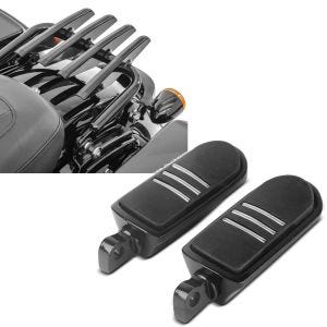 Set: Gepäckträger passend für Harley Davidson Touring 09-24 Craftride abnehmbar in schwarz + Fußrasten Fahrer-Sozius BQ passend für Harley Davidson Universal schwarz Craftride