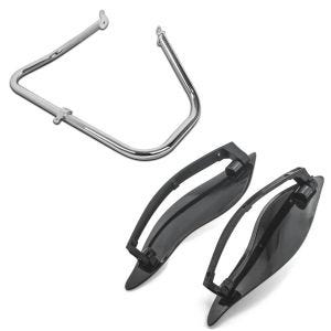 Set: Pare carter compatible avec Harley Davidson Touring 09-24 Craftride TR2 chrome + Déflecteurs latéraux compatible avec Harley Davidson Touring 14-24 noir Craftride