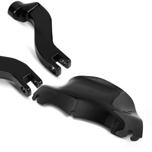 Set: Support Repose-pieds de passager compatible avec Harley Davidson Touring 96-24 noir Craftride + Pare-brise Wave 9" compatible avec Harley Davidson Electra-Street Glide 14-24 noir Craftride