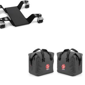 Set: Chariot Range pour béquille centrale Mover II max. 400 kg noir + Sacs interieurs valises aluminium compatible avec BMW R 1250 GS/Adventure 19-24