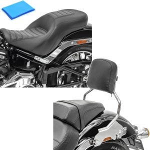 Set: Gel Sitzbank für Harley Davidson Sport Glide 18-21 Craftride HX4 Komfort Doppelsitzbank + Sissybar für Harley Davidson Sport Glide 18-21 Abnehmbar R1 chrom Craftride_1