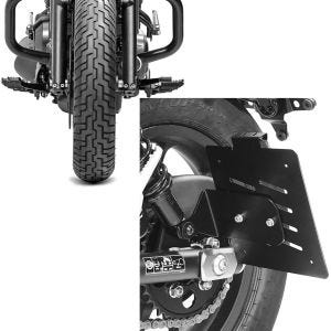 Set: Sturzbügel für Honda Rebel 500 17-21 Motor Schutzbügel Craftride + Kennzeichenhalter seitlich für Honda Rebel 500 17-21 schwarz Craftride_1