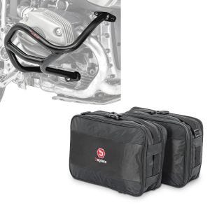 Set: Sturzbügel L passend für BMW R 1200 GS 04-12 Motoguard Schutzbügel + Vario Koffer Innentaschen passend für BMW R 1200 GS / Adventure 04-12 Koffertaschen Bagtecs MV1