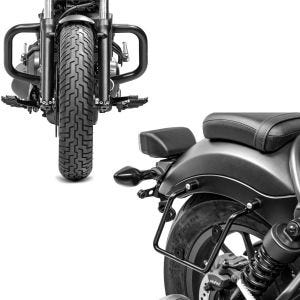 Set: Sturzbügel für Honda Rebel 500 17-21 Motor Schutzbügel Craftride + Satteltaschenhalter für Honda Rebel 500 17-21 rechts Satteltaschen Abstandshalter Craftride_1