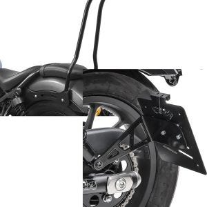 Set: Sissybar für Honda Rebel 500 17-21 Craftride Tampa schwarz + Kennzeichenhalter seitlich L für Honda Rebel 500 17-21 schwarz Craftride_1