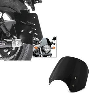 Set: Kennzeichenhalter seitlich für Honda Rebel 500 17-21 schwarz Craftride + Windschild für Honda Rebel 500 17-21 Craftride Windschutzscheibe schwarz_1