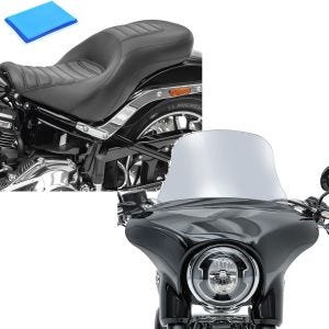 Set : Selle Gel Biplace compatible avec Sport Glide 18-24 Craftride HX4 Comfort + Pare-brise compatible avec Sport Glide 18-24 Craftride L saute vent fumé clair