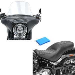 Set: Gel Sitzbank für Harley Davidson Sport Glide 18-21 Craftride HX4 Komfort Doppelsitzbank + Windschild für Harley Sport Glide 18-21 Craftride L Windschutzscheibe klar_1