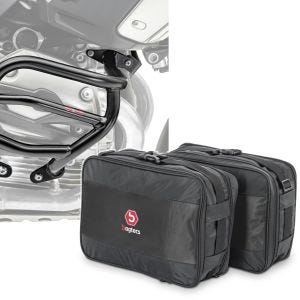 Set: Sturzbügel XL passend für BMW R 1200 GS 04-12 Motoguard Schutzbügel + Vario Koffer Innentaschen passend für BMW R 1200 GS / Adventure 04-12 Koffertaschen Bagtecs MV1