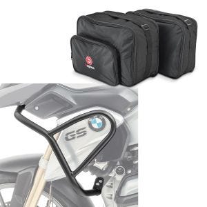 Set: Verkleidungsschutzbügel für BMW R 1200 GS 13-16 Tank-Sturzbügel oben + Vario Koffer Innentaschen für BMW R 1200 GS / Adventure 13-18 Koffertaschen Bagtecs MV1_1