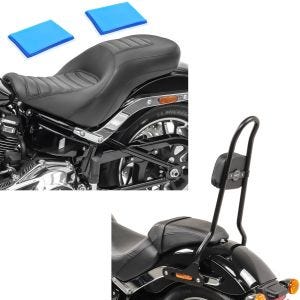 Set: Gel Sitzbank für Harley Davidson Sport Glide 18-21 Craftride HX6 Komfort Doppelsitzbank + Sissybar für Harley Softail / Sport Glide 18-21 Craftride SRL schwarz_1
