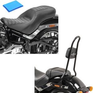 Set: Gel Sitzbank für Harley Davidson Sport Glide 18-21 Craftride HX4 Komfort Doppelsitzbank + Sissybar für Harley Softail / Sport Glide 18-21 Craftride SRL schwarz_1